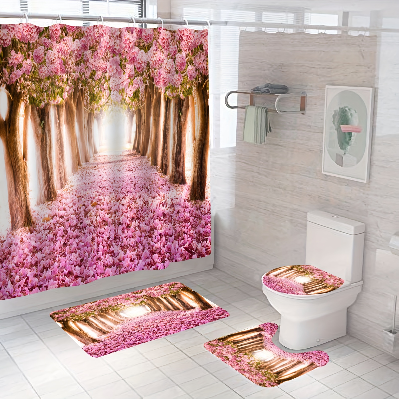 Flowers Shower Curtain Sets Floral Roses Rutic Teal - Temu Canada