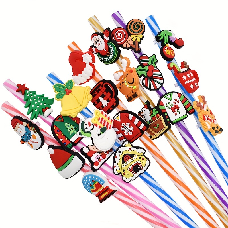 Christmas Straw Cover, Pvc Protective Cover, Dust Plug Party Straw,  Decoration Clip Straw , For Home School Christmas Party Picnic, Christmas  Accessories, Drinkware Accessories - Temu