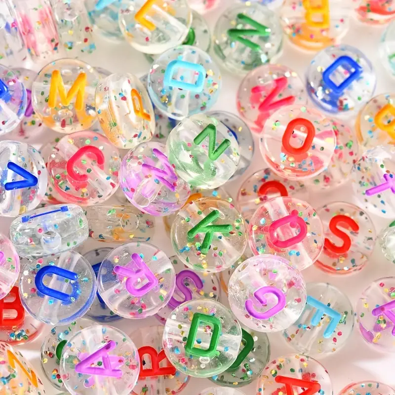 Clear Acrylic Letter Beads Glitter Transparent Loose Beads - Temu Australia