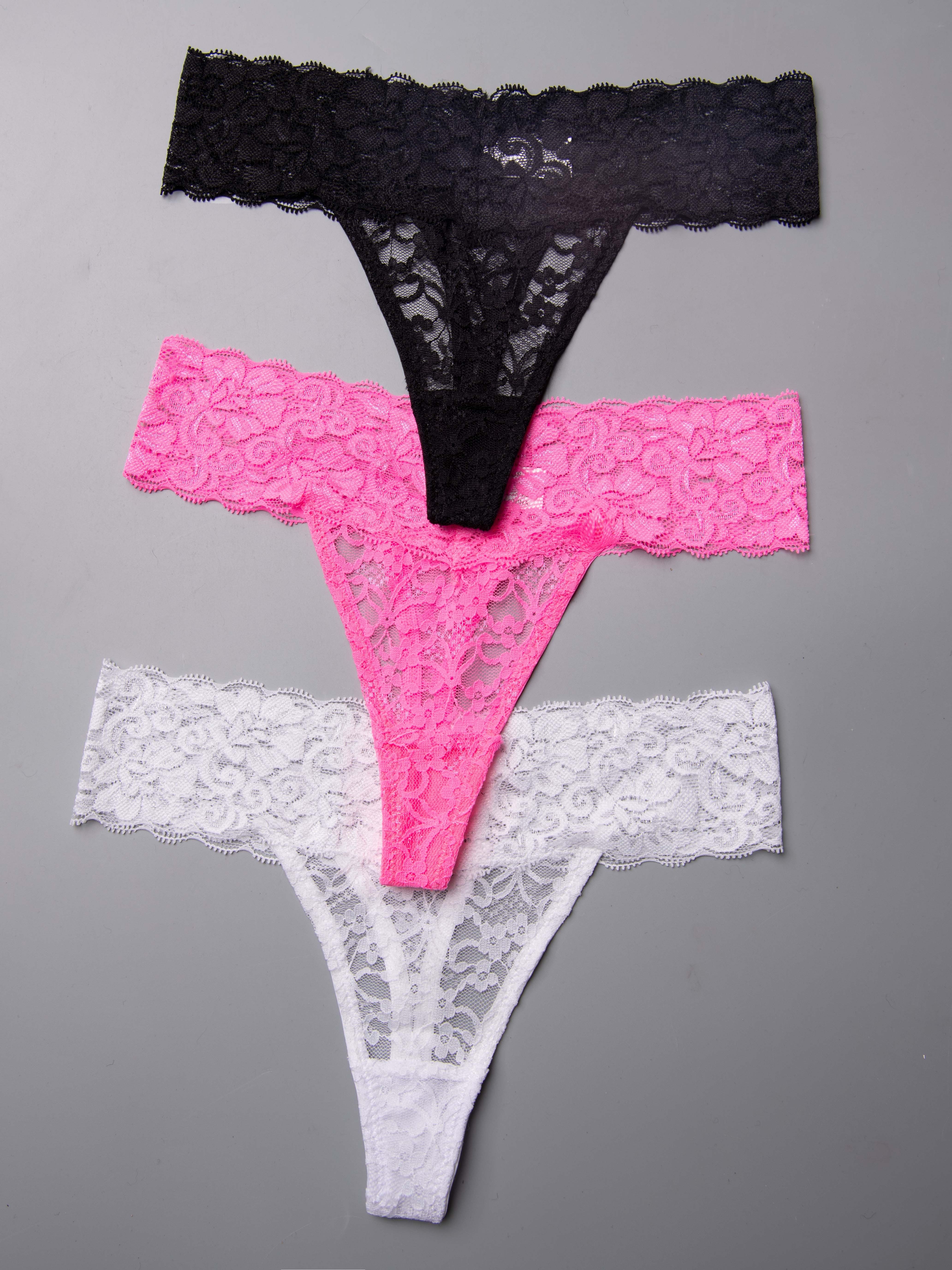 Lace Stitching Thongs Breathable Comfy Low Waist Intimates - Temu Canada
