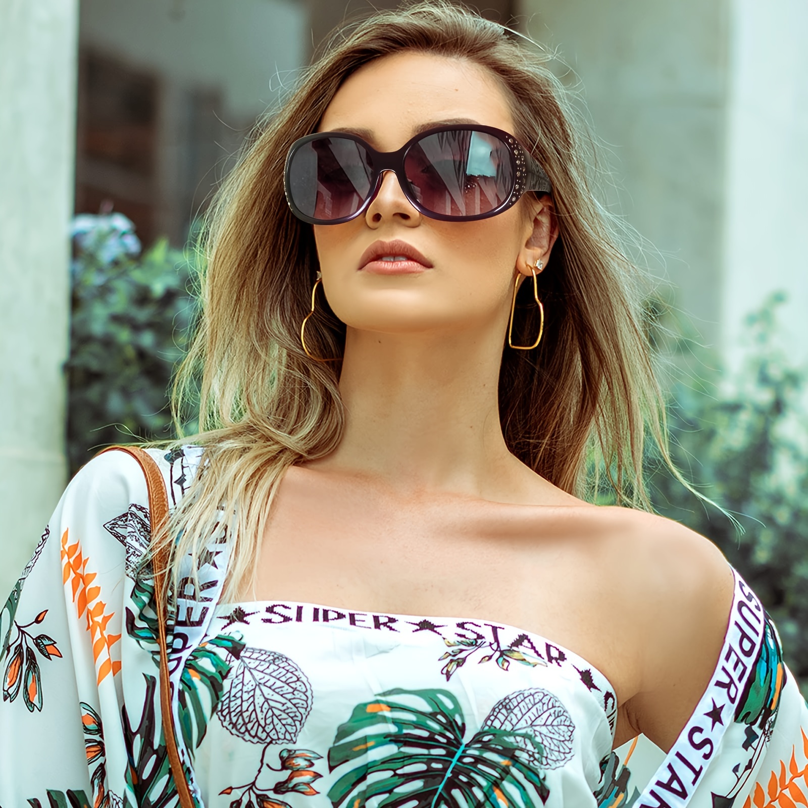 Polarized Sunglasses For Women Luxury Rhinestone Wrap Around