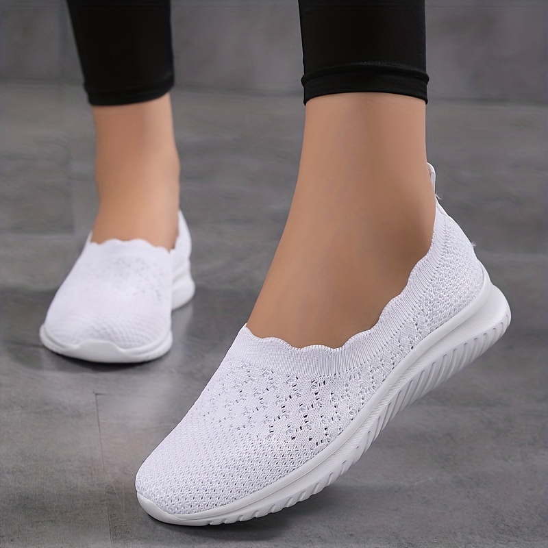 

Women's Breathable Flying Woven Flat Shoes, Casual Slip On Outdoor Shoes, Lightweight Mesh Low Top Shoes