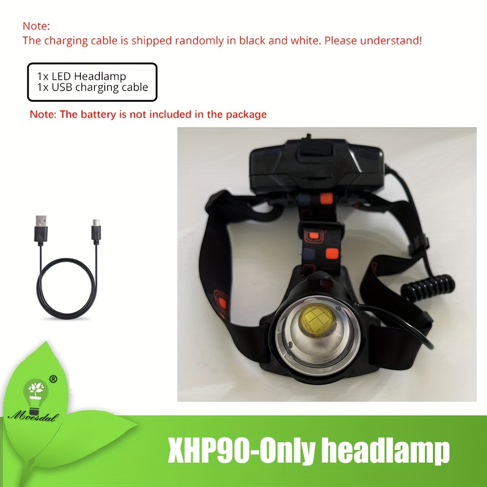 Powerful Xhp90 Led Headlamp,3 Modes Waterproof Zoom Headlight,usb