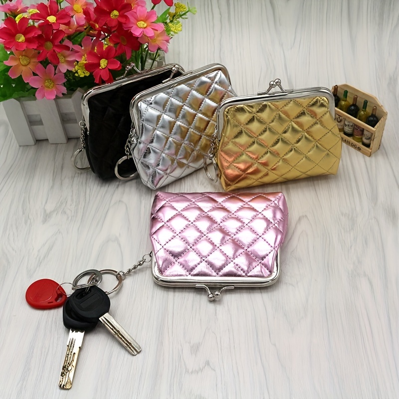 1pc Pink Women's Small Coin Purse Clutch Bag With Key Holder For Coins,  Cards And Keys