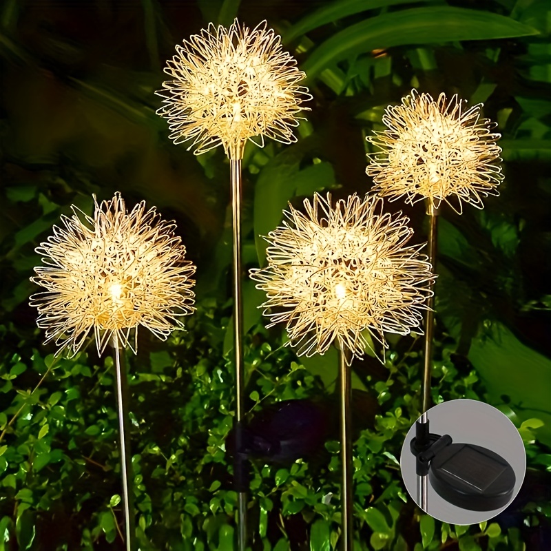 

2pcs Dandelion Waterproof Outdoor Led Landscape Lights, Solar Flower Lights For Courtyard Pathway Flowerbed Patio Lawn