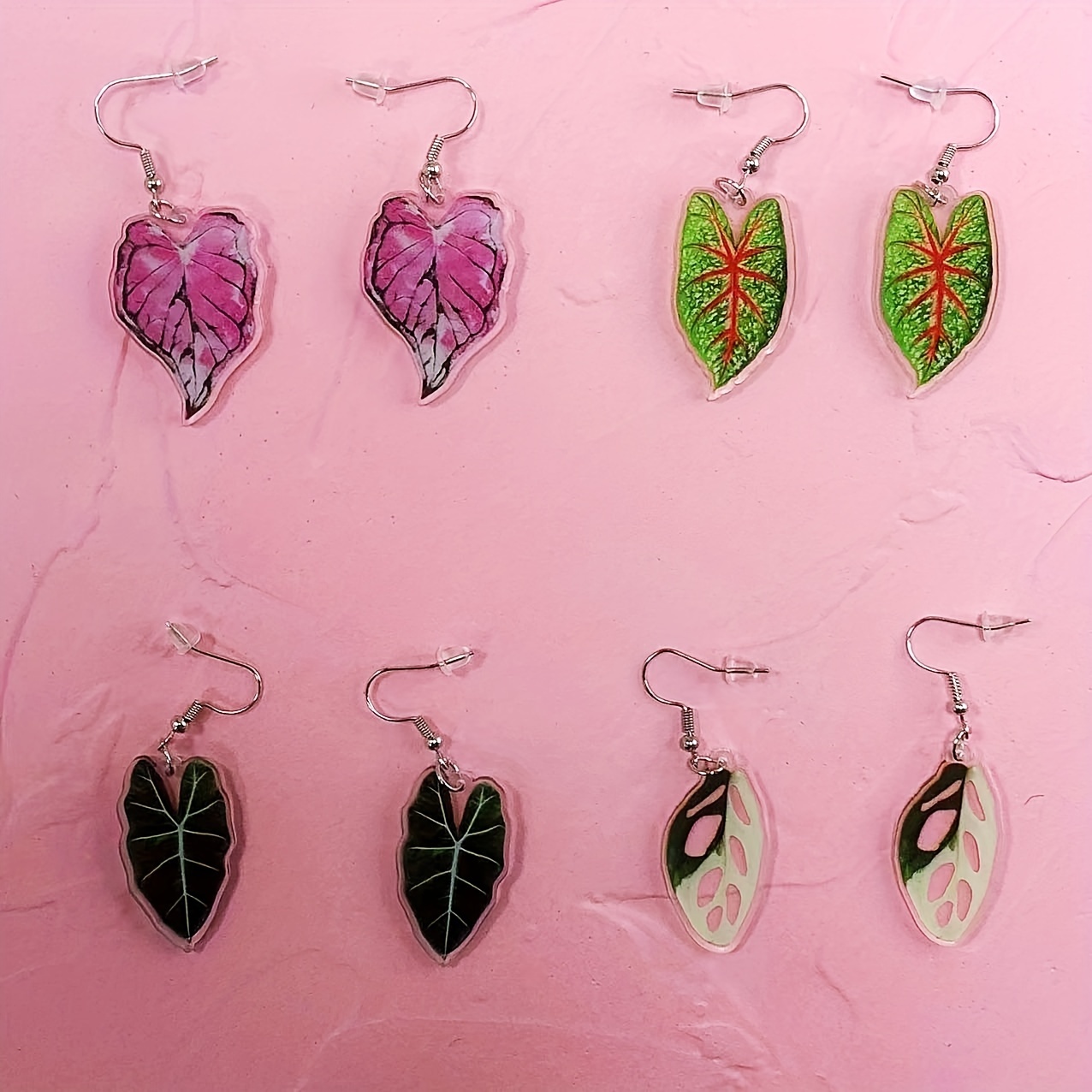 Green Palm Leaf Dangle Earrings for Women Girls Lightweight Resin