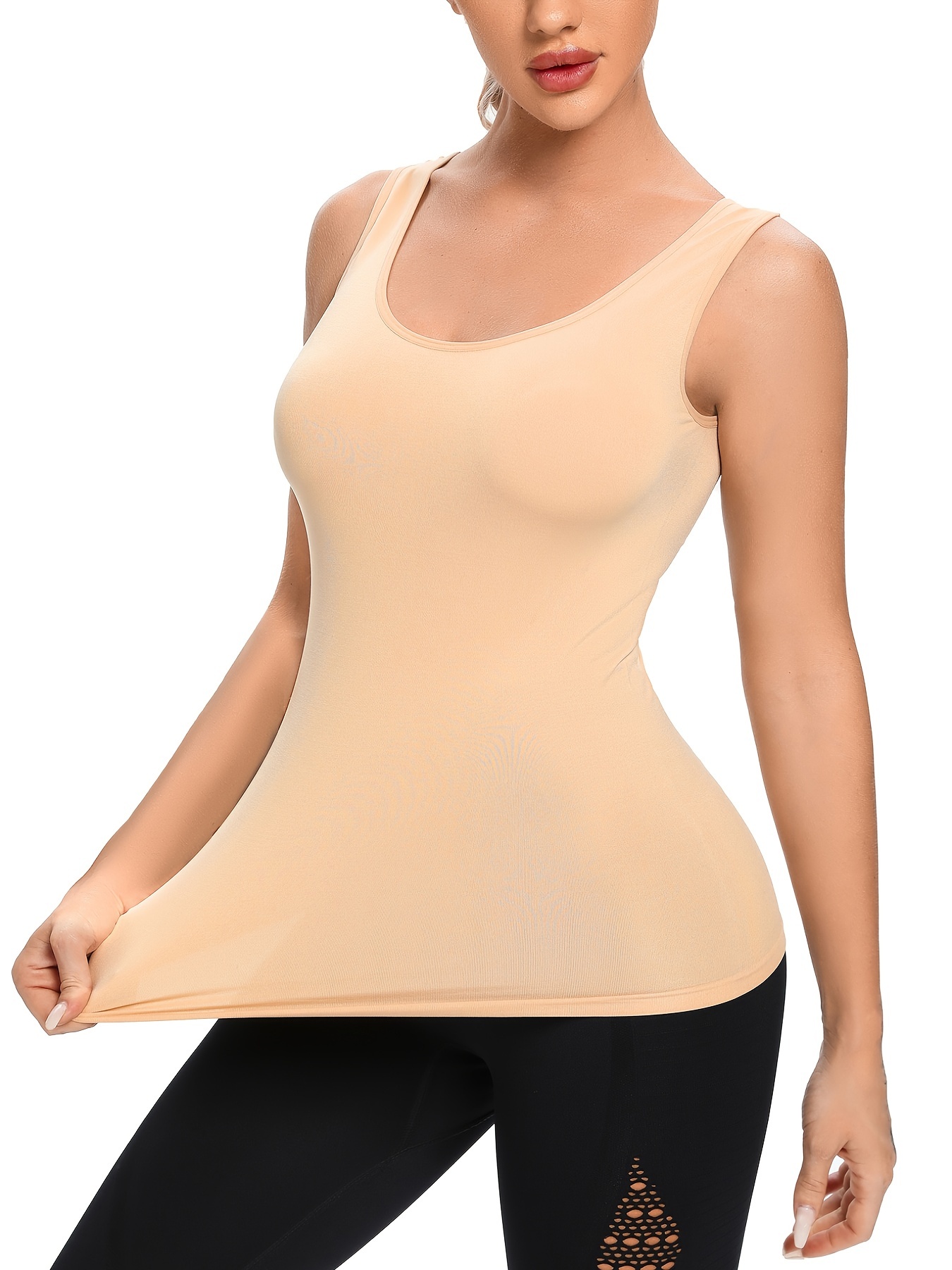 Solid Padded Tank Tops Soft Comfy Stretch Sleeveless Top - Temu