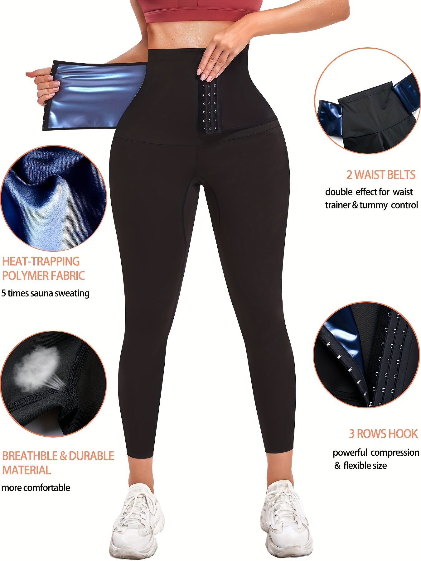  AGILONG Women Sauna Sweat Pants with Pocket High Waist Workout  Capris Leggings Hot Thermo Body Shaper Weight Loss (Black, Small) : Sports  & Outdoors