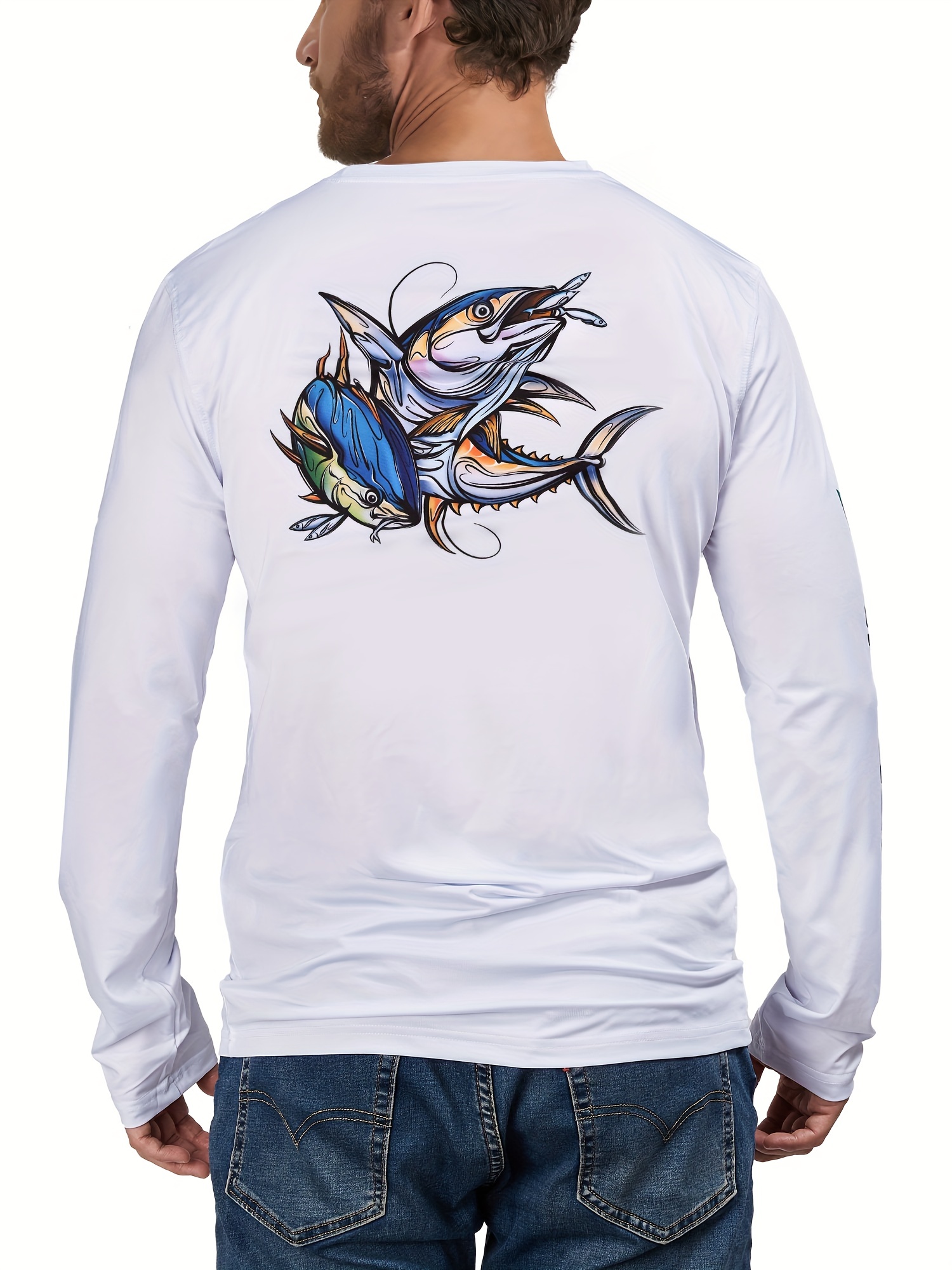 Men's Fishing Shirt with +50 UPF Sun Protection, Breathable Stretchable Long Sleeve Shirt for Men's Fishing Activities,Temu