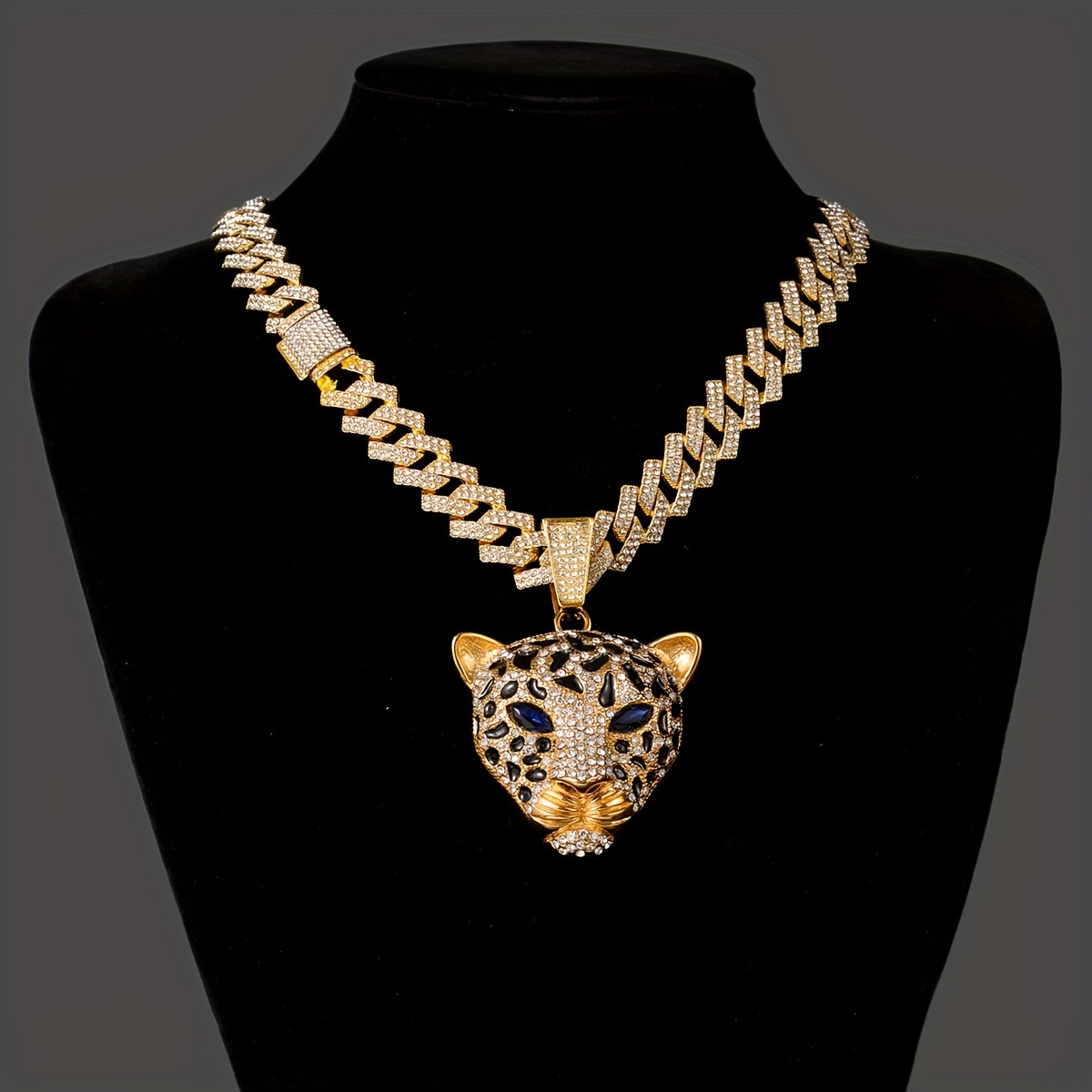 GOLD DOUBLE HEADED factory LEOPARD CHAIN LINK NECKLACE