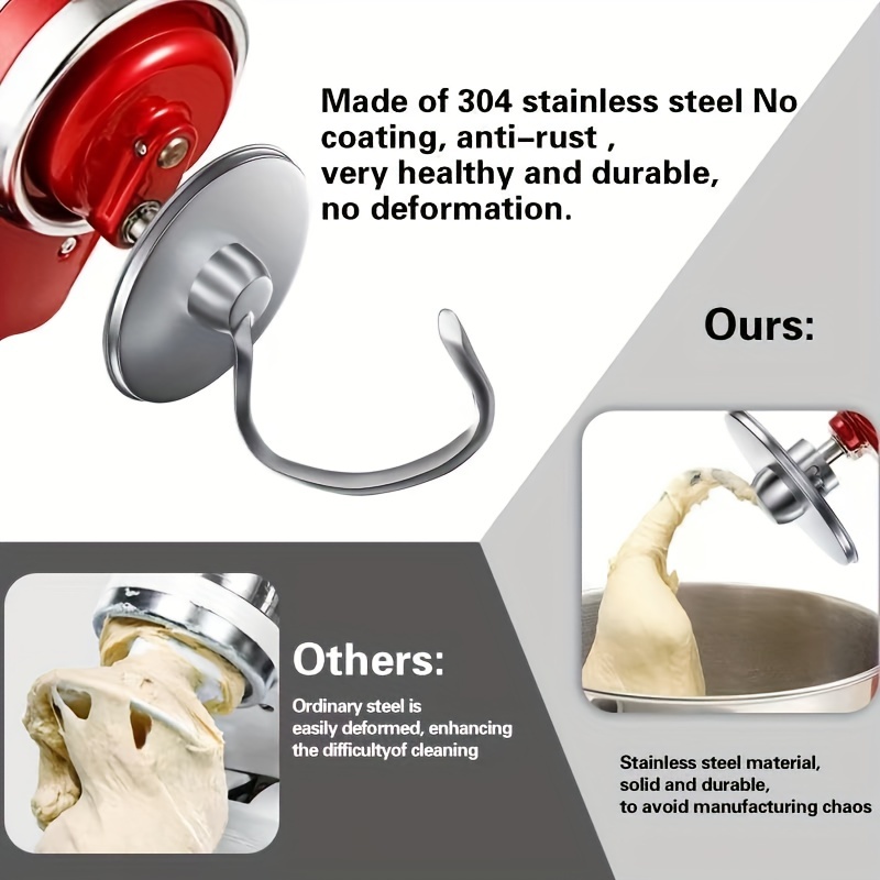 Dough Hook Replacement Wear Resistant 304 Stainless Steel No