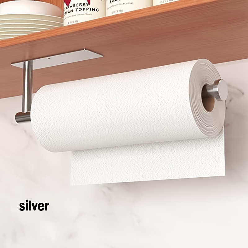 1pc [silver] Kitchen Paper Roll Rack, Wall Mounted Paper Towel