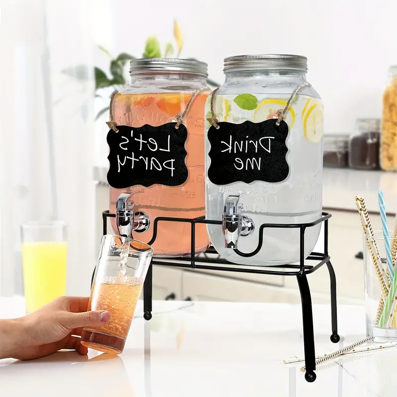 Glass Drink Dispenser With Stand, Glass Beverage Dispensers For