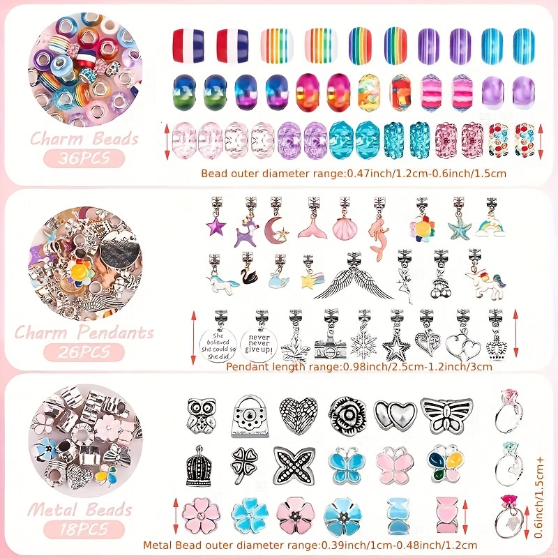 Niatsume DIY Bracelet Making Kit for Girls,Charm Purple Jewelry Making Kit Art Glass Beads,DIY Crafts for Girls Ages 5 6 7 8 9 10 11 12,Mermaid Unicorns Teen