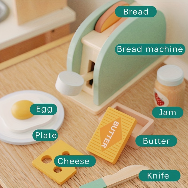 Wooden Coffee Machine Toy Toys For Kids Toddler Child Bread