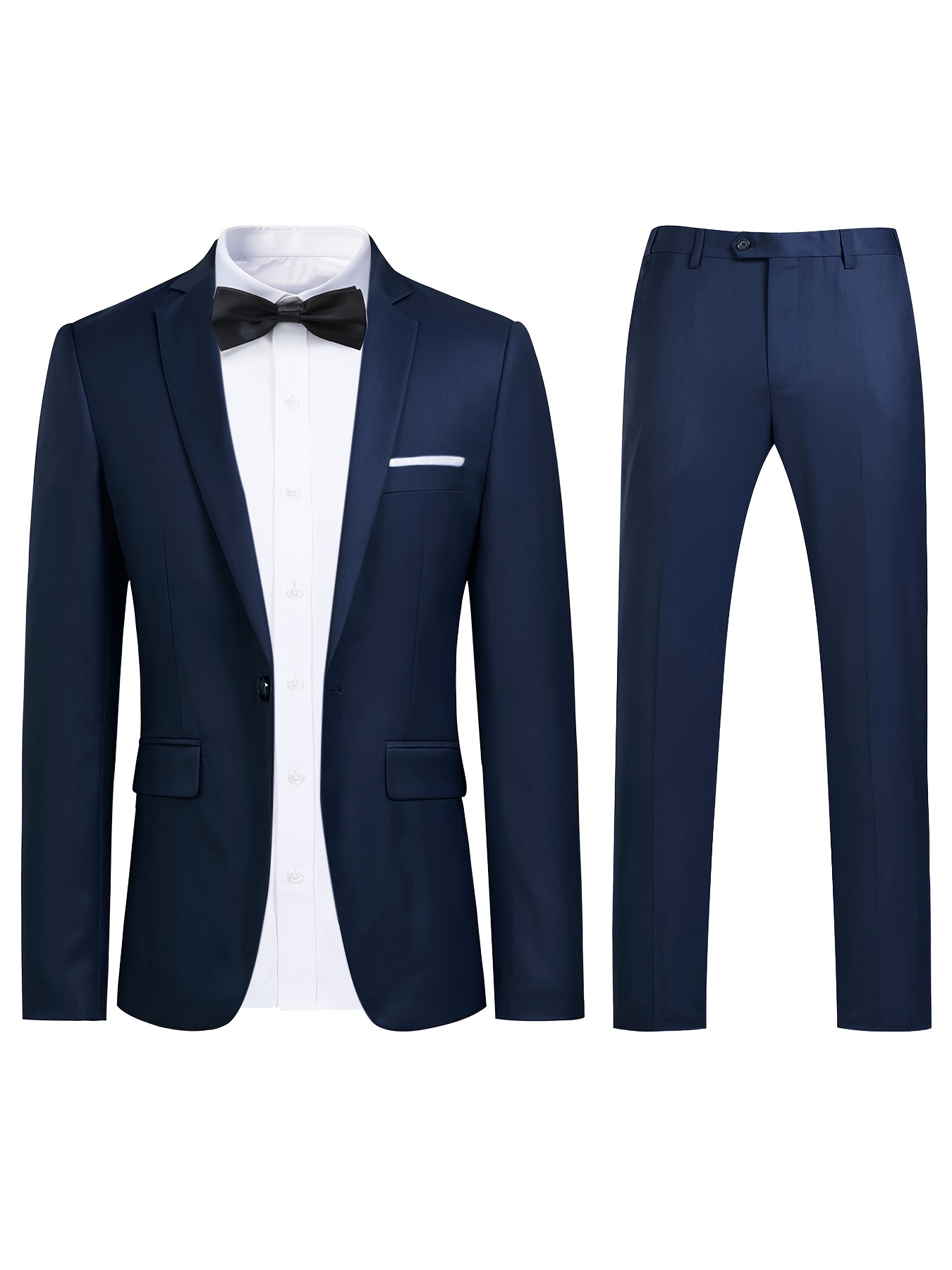 MY'S Men's 3 Piece Solid Suit Set, One Button Slim Fit Jacket Vest Pants  with Tie