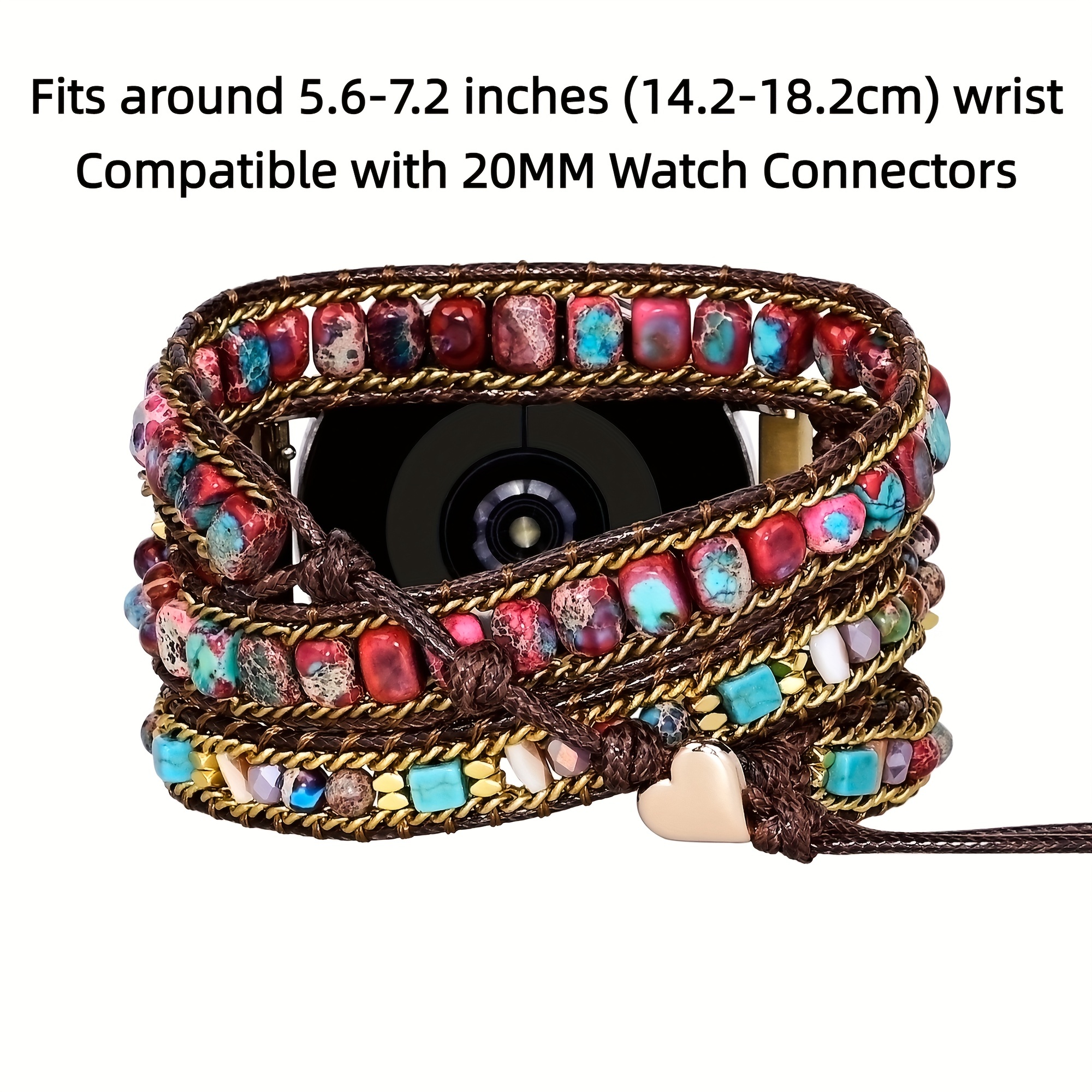 Boho Natural Jasper Stone Smart Bracelet Watch Band - Temu