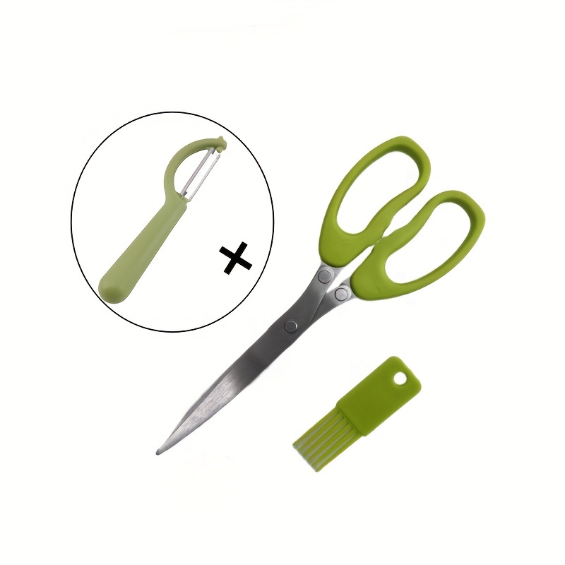Herb Scissors Multipurpose 5 Blade Kitchen Herb Shears Herb Cutter with Safety Cover and Cleaning Comb for Chopping Basil Chive Parsley