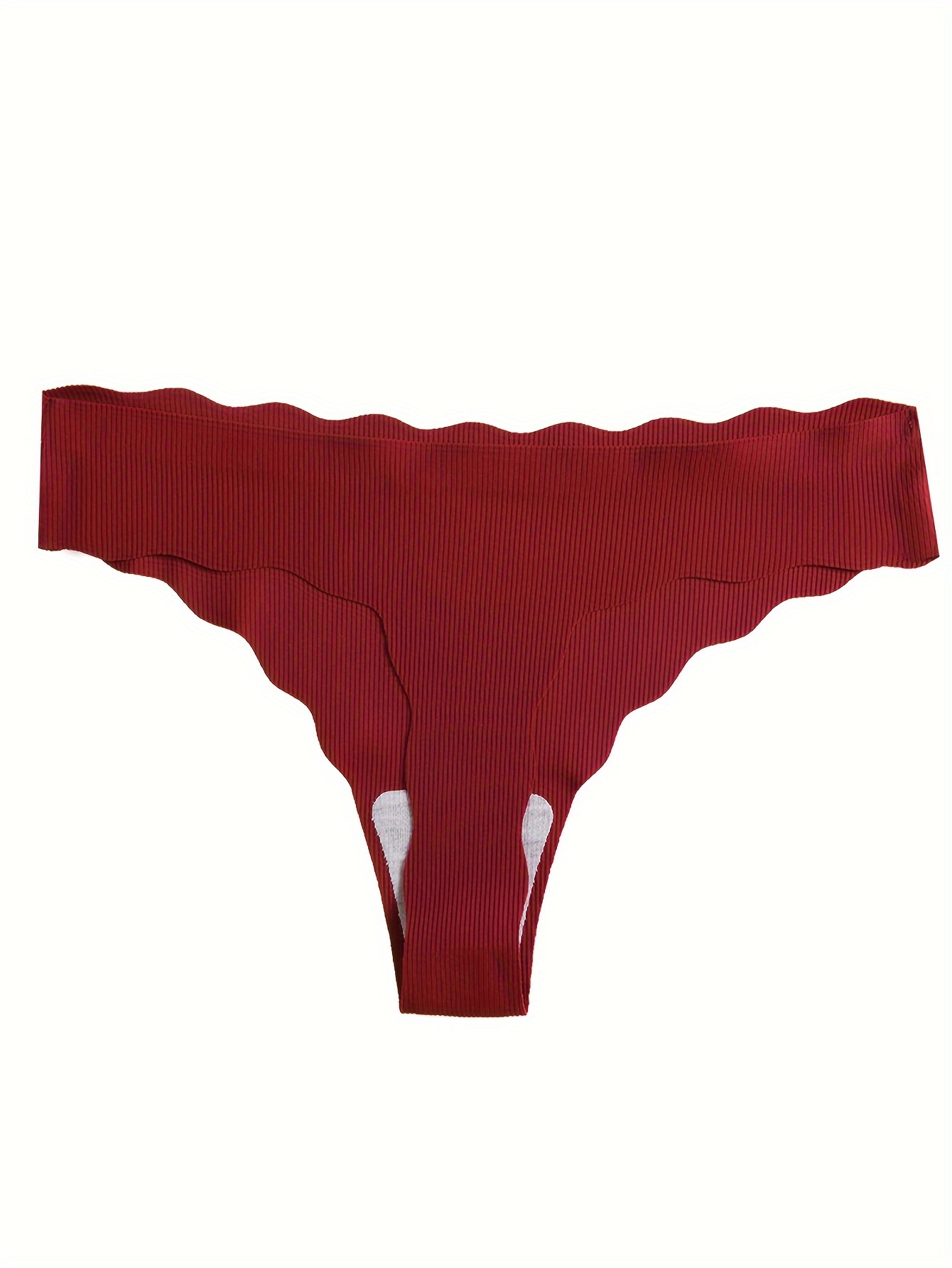 Scallop Trim Thongs Soft Comfy Stretchy Intimates Panties - Temu