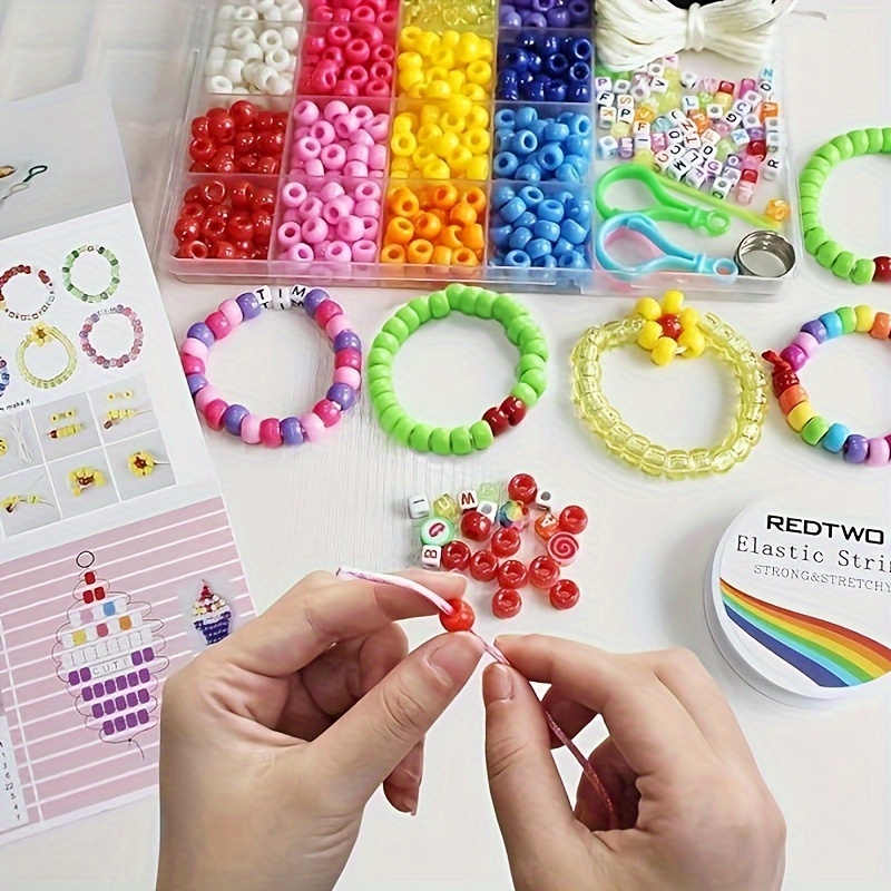 Bead Bracelet Making Kit, Bead Friendship Bracelets Kit with Pony Beads  Letter Beads Charm Beads and