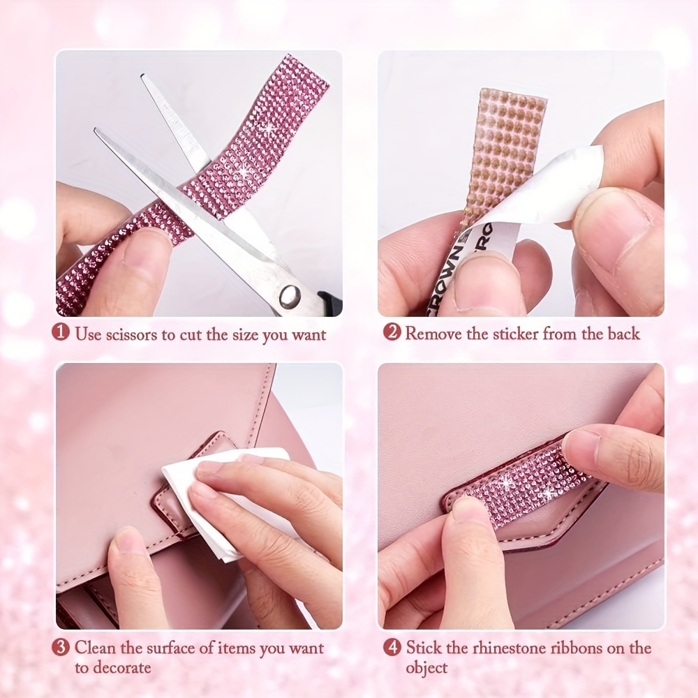 Self Adhesive Crystal Rhinestone Ribbon Bling Ribbons Wrap - Temu