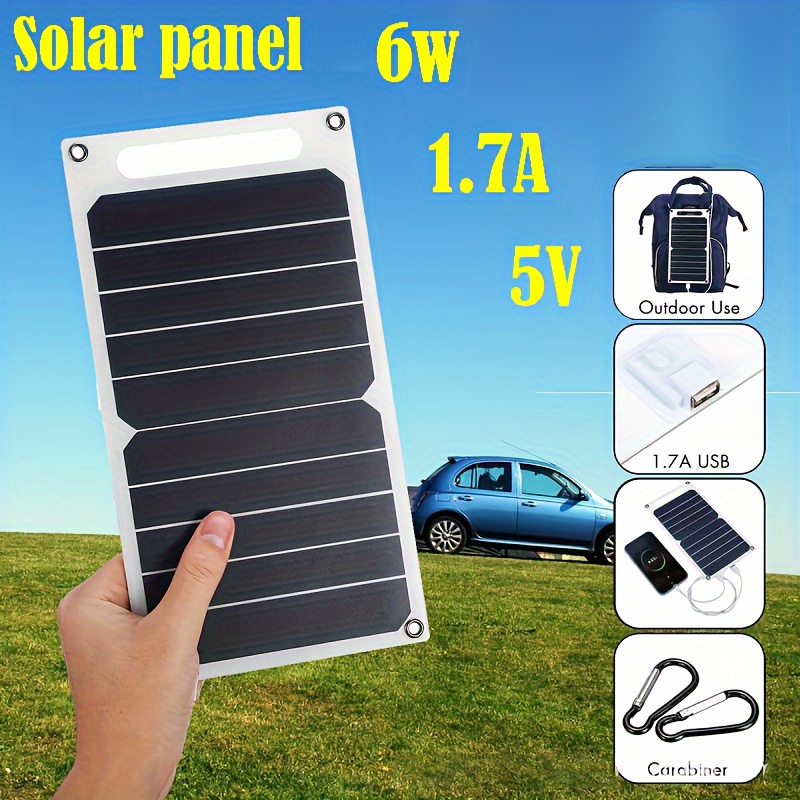 

1pc Outdoor Portable Solar Charging Panel Home Solar Usb Charger Is Suitable For Outdoor Travel And Camping Mobile Phone Charging Flashlight Charging Bank Mobile Power, 6w, 5v