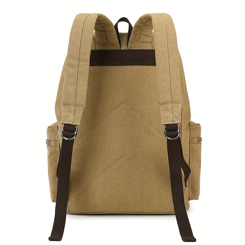 1pc Retro Canvas Backpack, Sturdy And Durable Computer Backpack, High School College Students Middle School Students Schoolbag, Worker Commuter Storage Bag For Office Business Trip