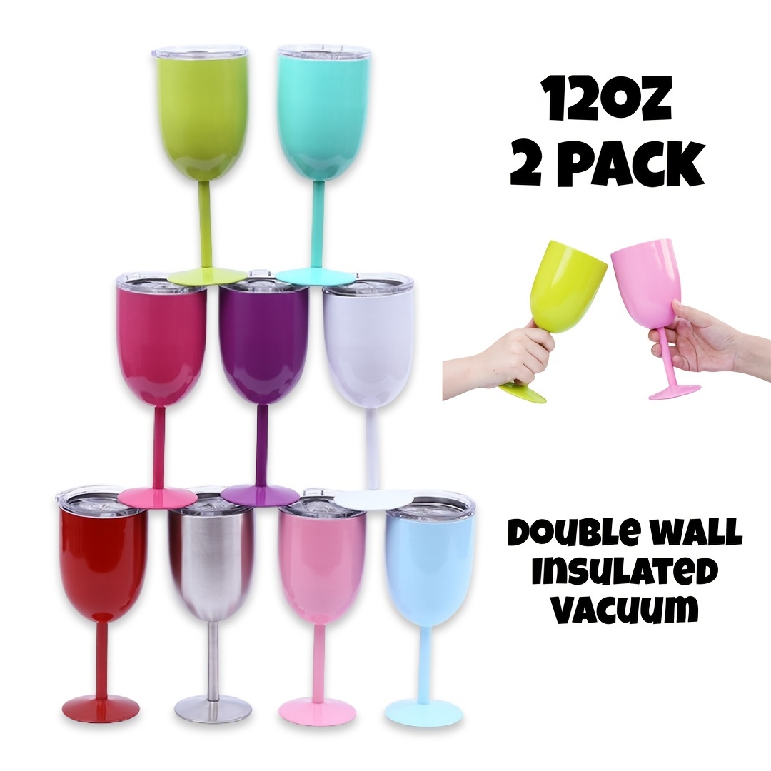 Set Of 2 Wine Tumbler Double-insulated Stainless Steel Cup with