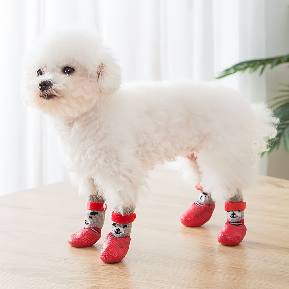 Non-Slip Dog Socks Knitted Pet Puppy Shoes Pet Socks Cartoon Warm Pet  Supplies