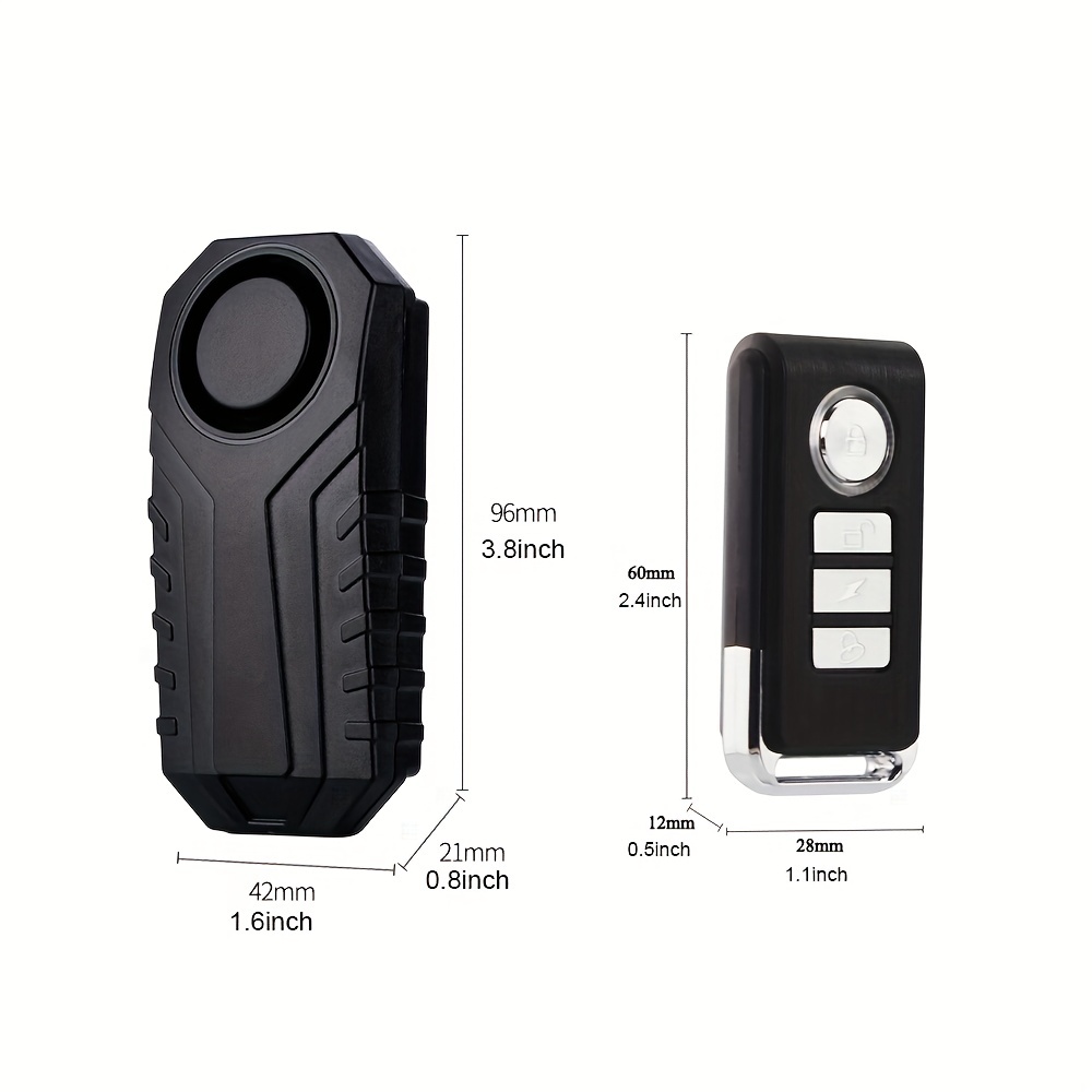 113dB Bike Alarm Wireless Vibration Motion Sensor Waterproof Motorcycle  Alarm With Remote Remote Control Electric Car Security Anti Lost Remind  Vibrat