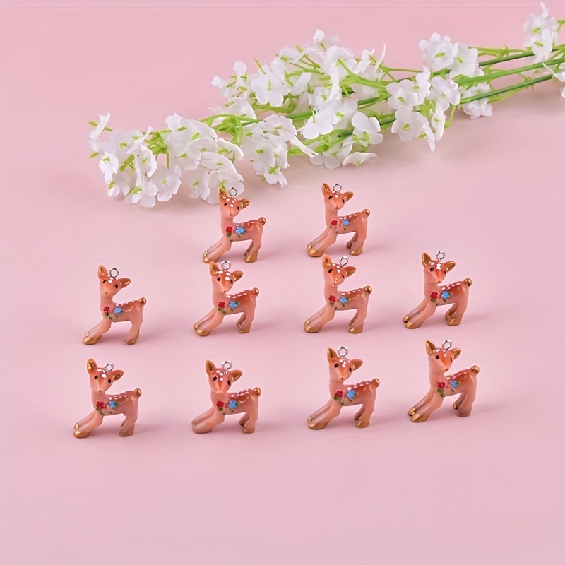 

10pcs Plum Deer Acrylic Love Creative Charms Fashion For Earrings Necklace Keychain Bag Pendant Diy Jewelry Accessories