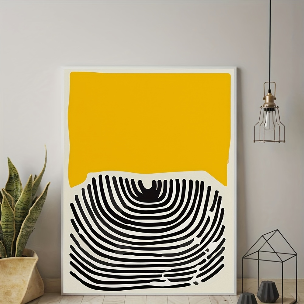 Yellow Color Block Irregular Shape Pattern Canvas Print - Temu