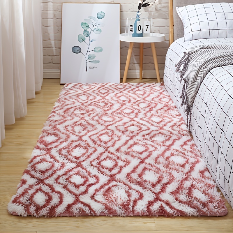Soft Geometric Patterned Plush Rug for Bedroom 23.6x42.7in