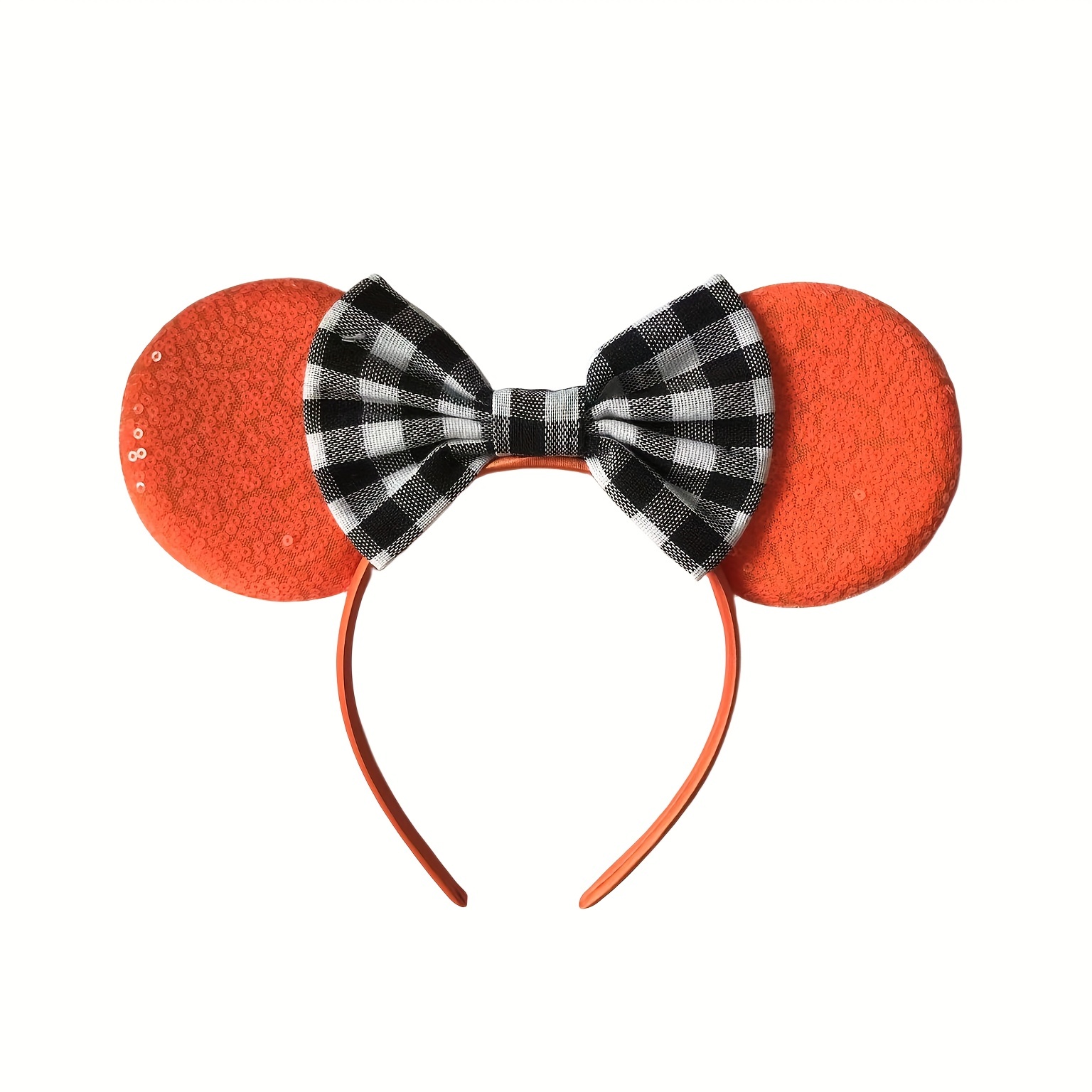 Sequin Mouse Ears Bow Headband Little Mermaid Plaid Bow