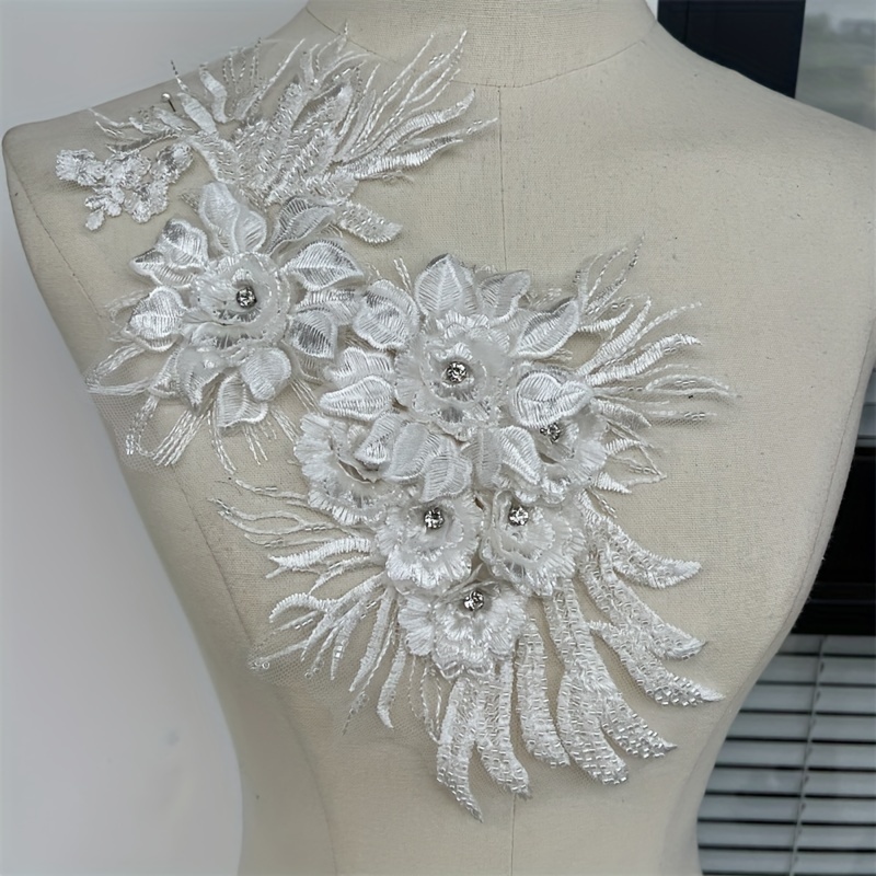 1 Pair, Sequins Silver Embroidered Gown Appliques Flora Mesh Baroque  Vintage Sew On Patches For Wedding Decoration Dress DIY, Embroidery  Applique Iron