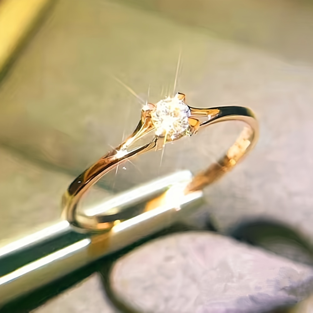 Classic 4 Prong Zircon Wedding Engagement Ring, Women's Gift
