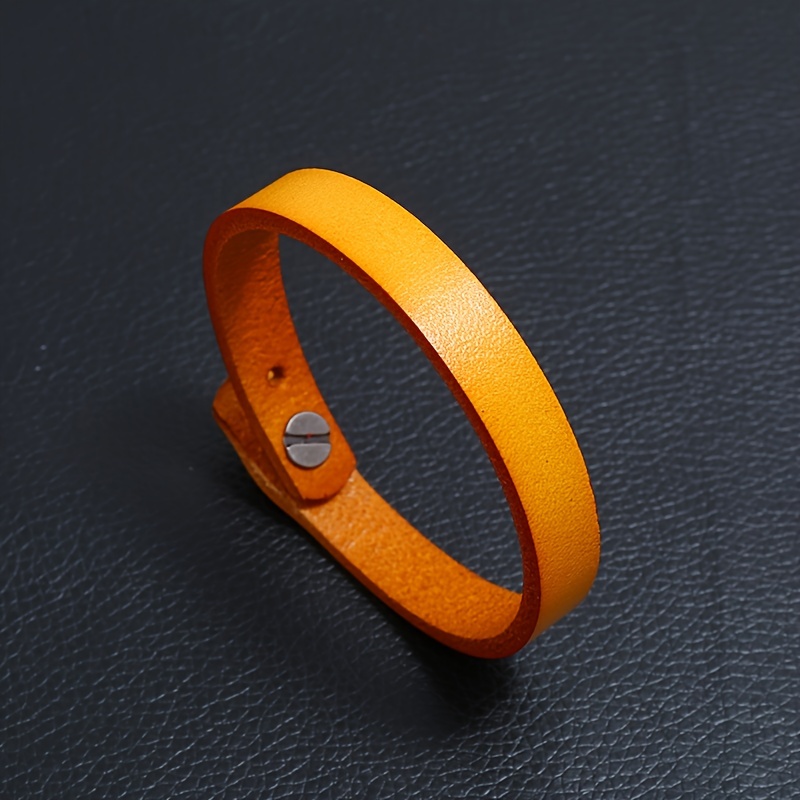 Minimalistic Leather Bracelet Brown Bangle for Men