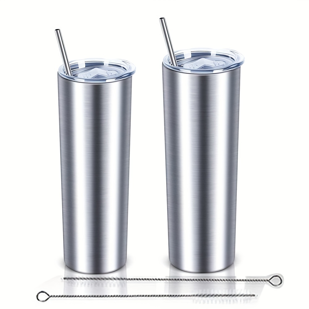 Reusable Steel Drinking Straw In Metallic Color In Metal Cup