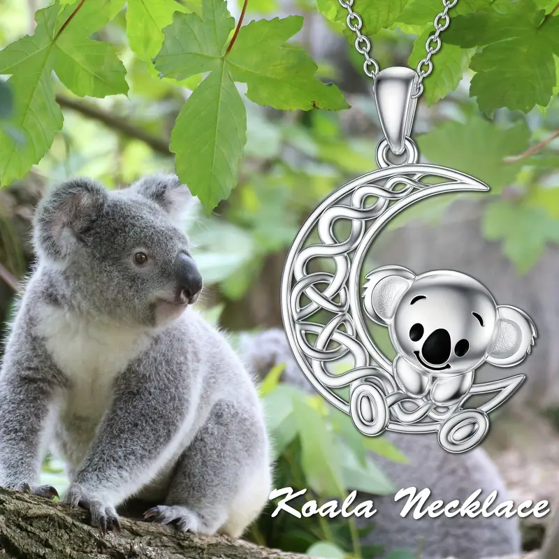 1pc Cute Cartoon Koala Hugging The Moon Creative Pendant Necklace, Boho  Style Perfect Holiday Gift For Teenagers