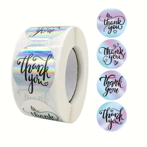 500 Thank You Stickers – 8 Designs, Business Appreciation Labels, Roll Of 500, Unbranded