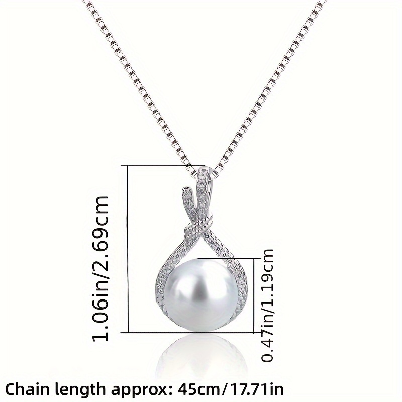 Elegant Bridal Wedding Pearl Pendant Necklace, January Birthstone, Copper with Synthetic Zirconia, Analog Stone Creation, Daily & Banquet Wear, Anniversary Engagement Gift Jewelry