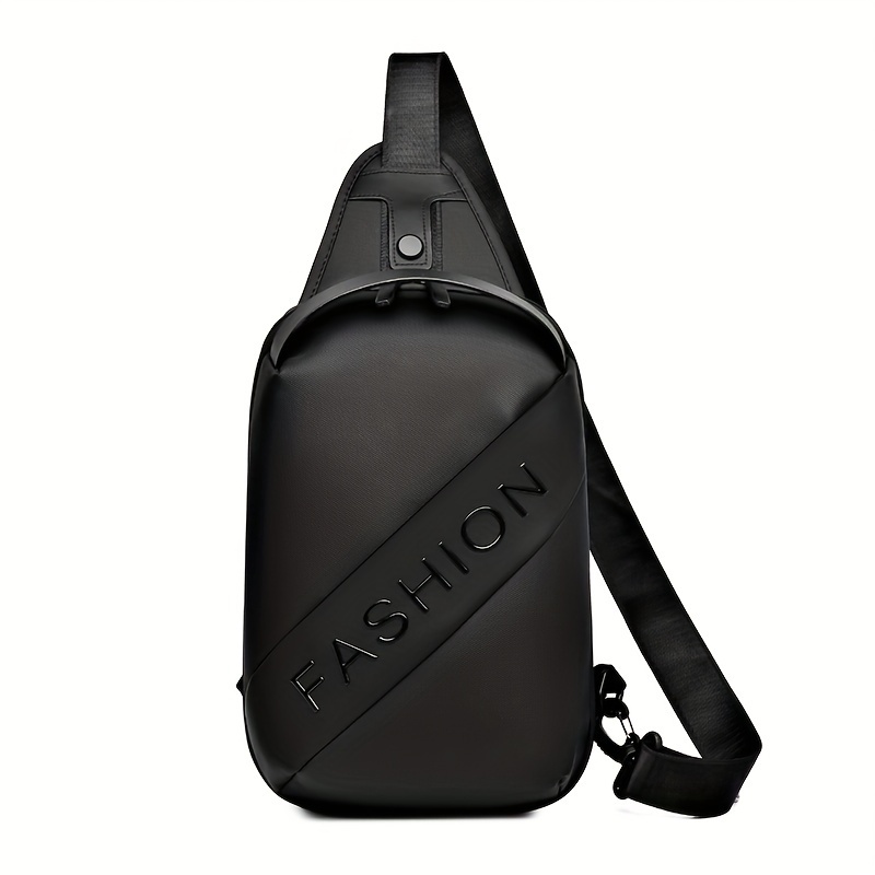 1pc Men's Fashionable Casual Trendy Shoulder Bag, Large Capacity Computer  Bag, Black Waterproof Chest Bag