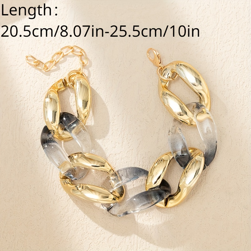 Punk Style Personality Gradient Color Uv Link Chain Bracelet Resin