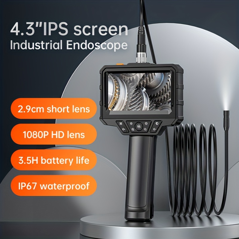 Endoscope industriel, caméra d'inspection numérique HD 1080p, écran de  4,3, caméra serpent étanche de