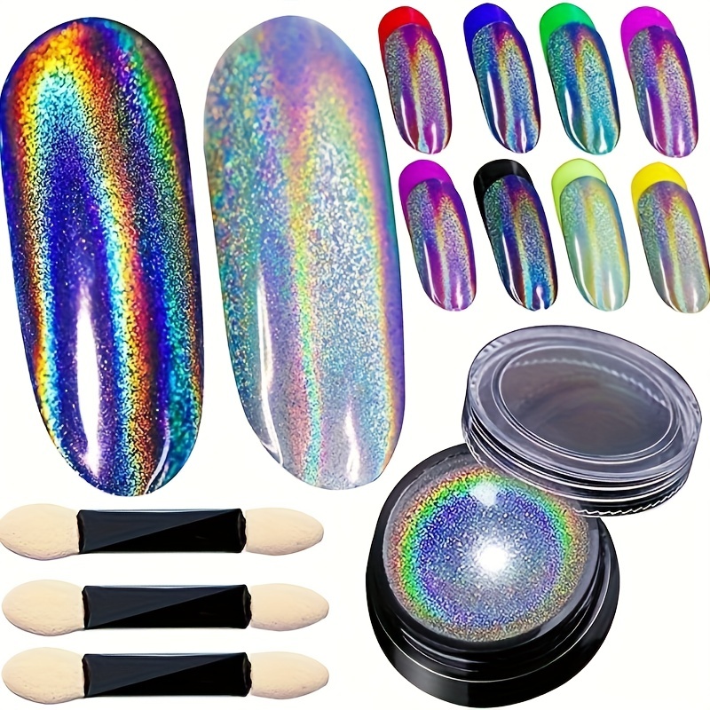 Unicorn Holographic Nail Powder Ultra Fine Chrome Rainbow Effect Pigment  15um UK