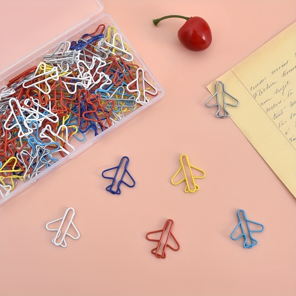 

50pcs Cute Airplane Shaped Paper Clips, Colorful Cute Bookmark Paper Clips, Party Invitation Card Student Scrapbook Notebook For Students, Staff And Teachers