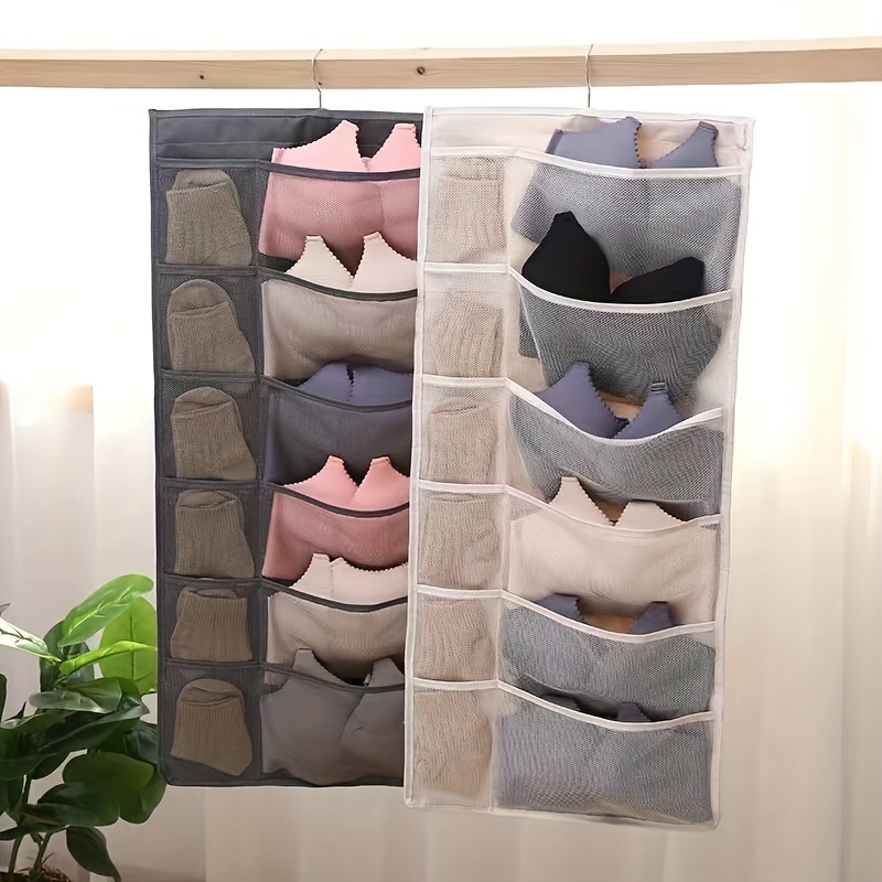 Underwear Bra Storage Bag Foldable Home Organizer Wardrobe Double-sided  Clear Hanging Bag Tie Scarf Socks Storage Organizer