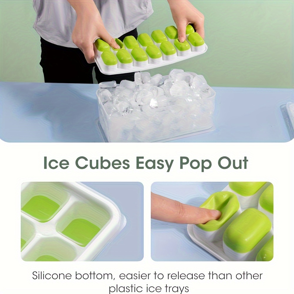 4Packs Ice Cube Trays for Freezer with Lid and Storage Ice Bucket Bin Tong  Scoop