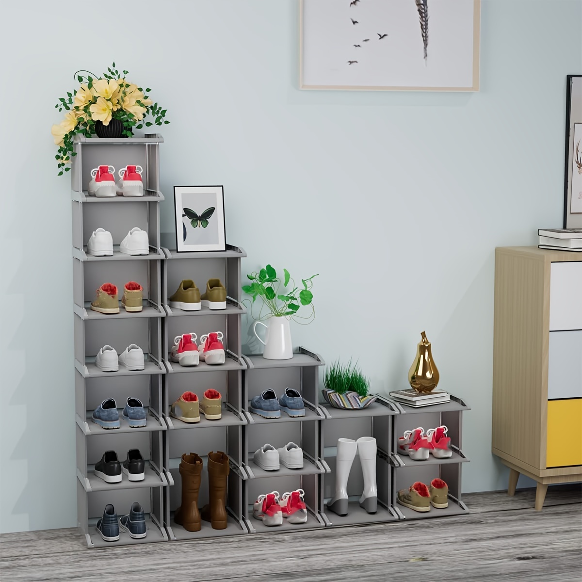 Shoe Rack Stand Organizers Ultra Thin Dorm Shelf Closet Foldable