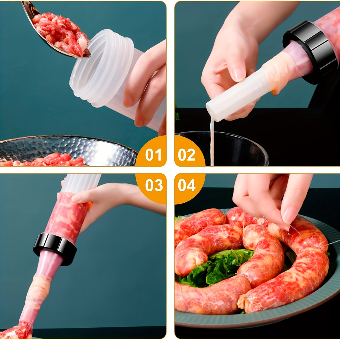 Sausage Stuffer - Homemade Manual Sausage Maker, Fast Meat Filling Machine,  Food Grade Kitchen Sausage Stuffer Tool for Household Use (3 Stuffing